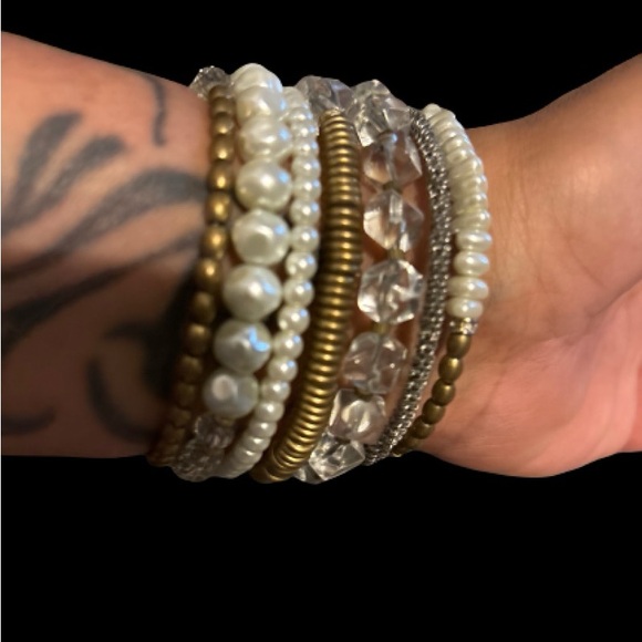 Silpada Silver Glass Brass Swarovski Crystals Practical Pearls Bracelet - Picture 4 of 8